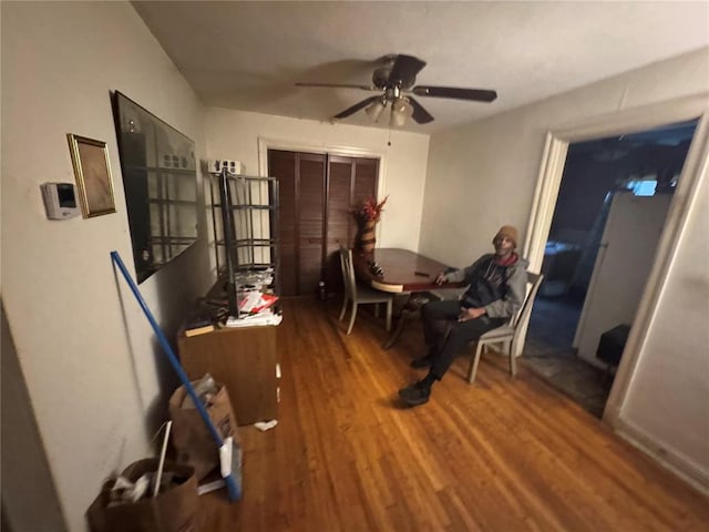 206 Thoroughman Ave, Ferguson, MO 63135 - dining area featuring wood finished floors and a ceiling fan