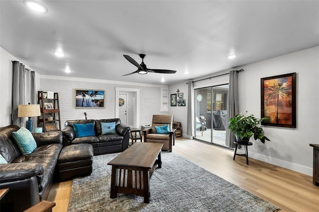 1719 Oak Hills St, Cape Girardeau, MO 63701 - living room with ceiling fan, light wood finished floors, recessed lighting, and baseboards