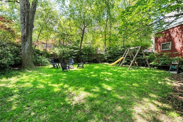 view of yard with a playground