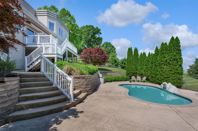 169 Fick Farm Rd, Chesterfield, MO 63005 - view of swimming pool with stairway and a patio