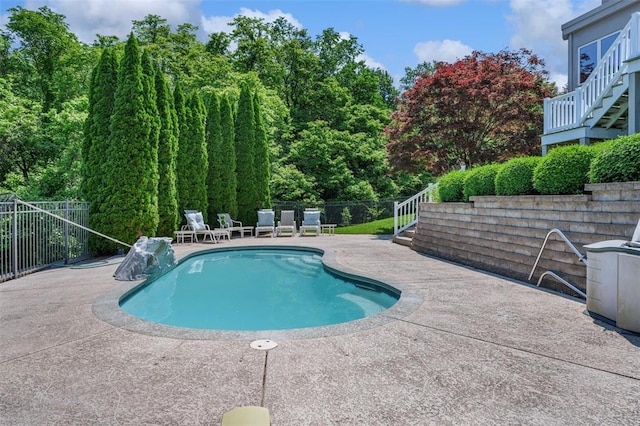 169 Fick Farm Rd, Chesterfield, MO 63005 - view of swimming pool featuring a patio area and stairs