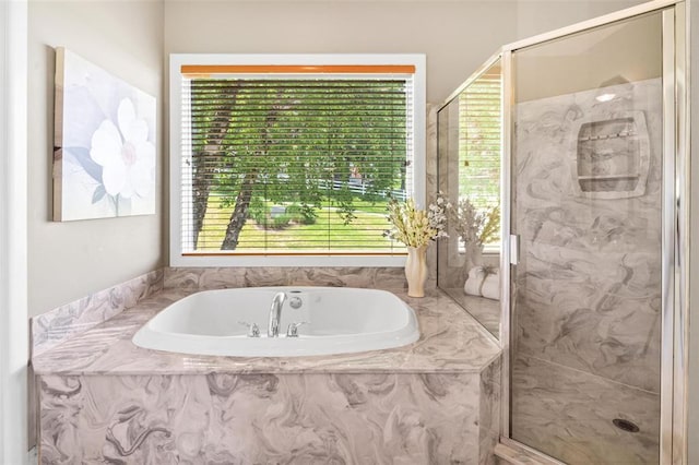 169 Fick Farm Rd, Chesterfield, MO 63005 - bathroom with a bath and a marble finish shower