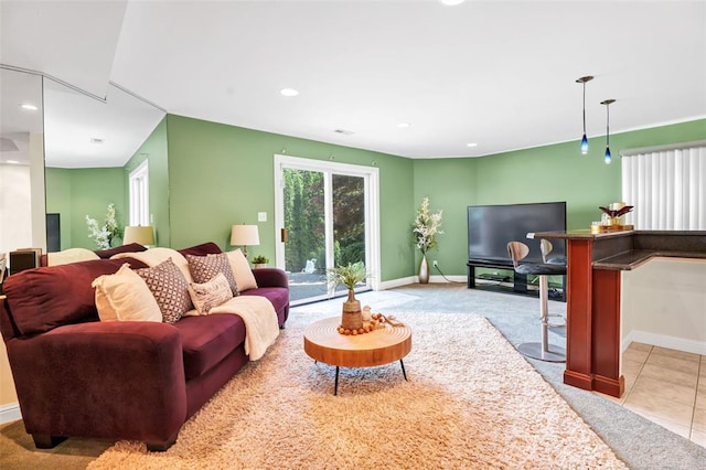 169 Fick Farm Rd, Chesterfield, MO 63005 - living room with carpet flooring, baseboards, and recessed lighting