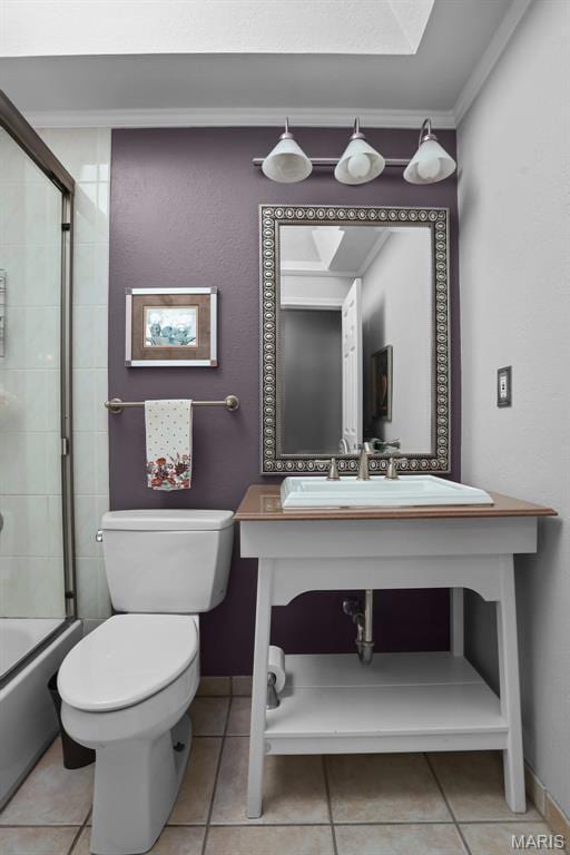 12036 Orchard View Dr, Creve Coeur Township, MO 63146 - full bathroom with tile patterned floors, shower / bath combination with glass door, and vanity