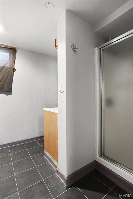 12036 Orchard View Dr, Creve Coeur Township, MO 63146 - full bath with a shower stall, vanity, and tile patterned flooring