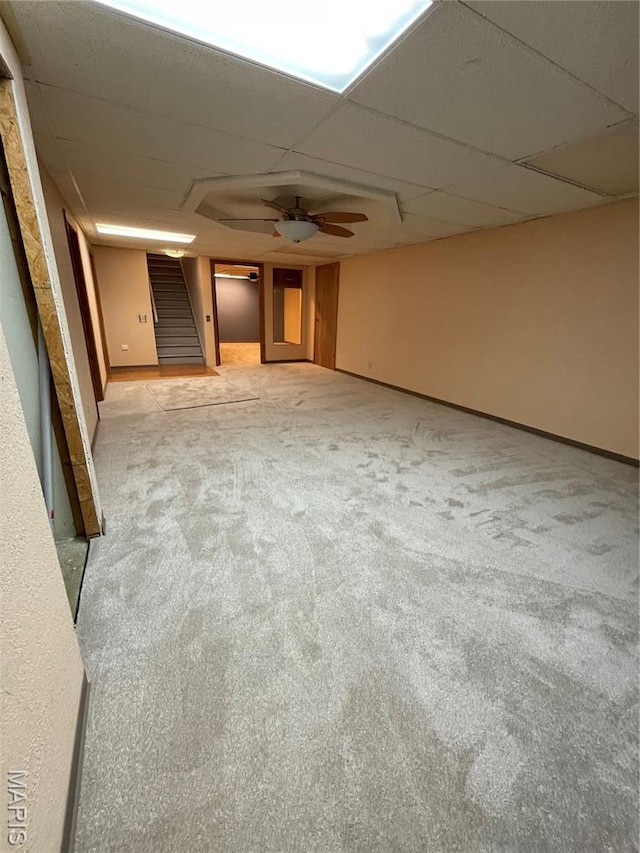 12036 Orchard View Dr, Creve Coeur Township, MO 63146 - unfurnished room featuring stairway, light colored carpet, and a drop ceiling