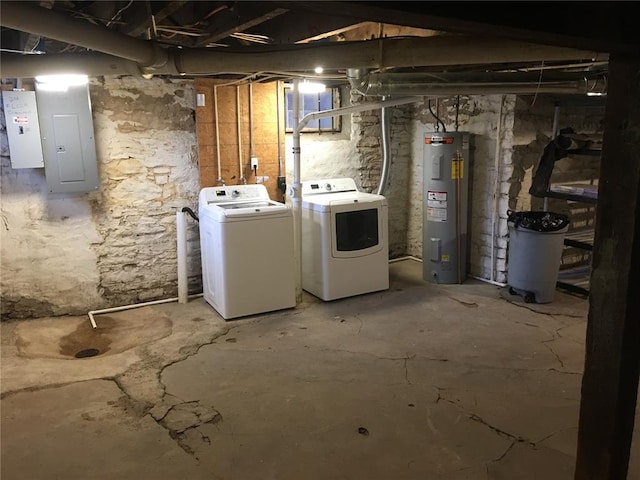 3606 Iowa Ave, Saint Louis, MO 63118 - unfinished basement featuring water heater, washer and dryer, and electric panel