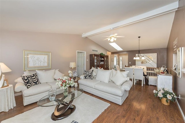 55 Rue De Paix Dr, Lake St Louis, MO 63367 - living room featuring dark wood finished floors, ceiling fan, and baseboards