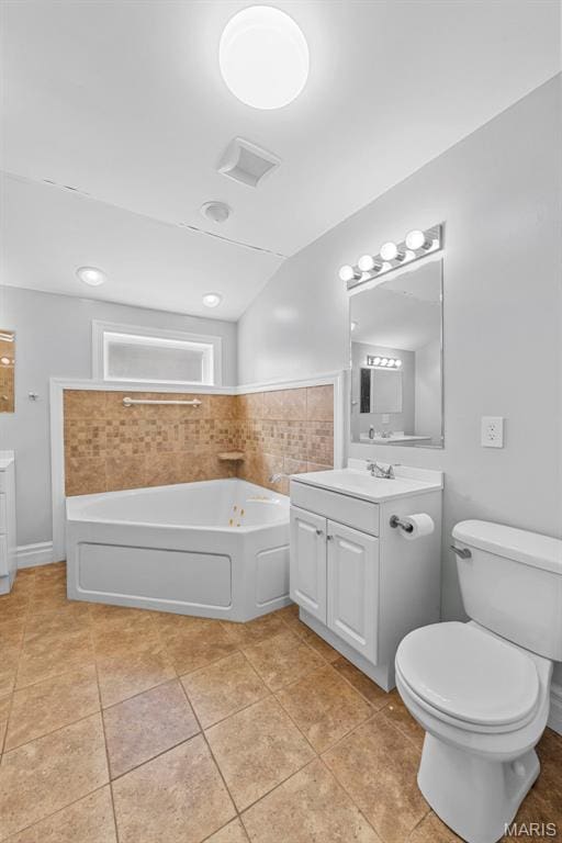 8261 Watson Rd, Saint Louis, MO 63119 - full bath featuring vanity, a bath, and tile patterned floors