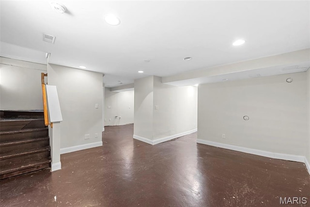 8261 Watson Rd, Saint Louis, MO 63119 - finished basement featuring recessed lighting and stairs