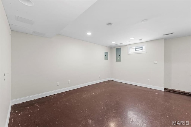 8261 Watson Rd, Saint Louis, MO 63119 - spare room featuring concrete flooring, electric panel, and recessed lighting