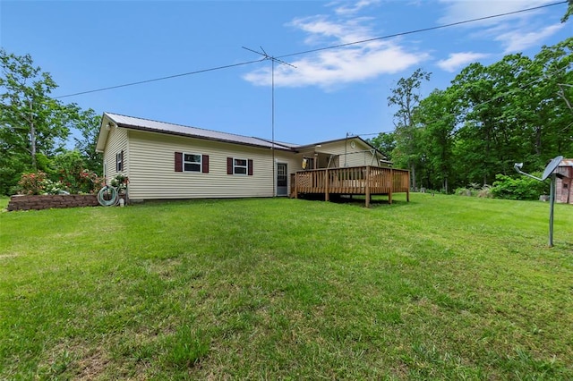 24864 Bcr 326, Marble Hill, MO 63764 - back of property featuring a deck, a yard, and metal roof