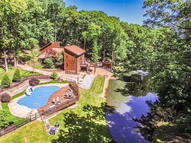 view from above of property featuring a large body of water