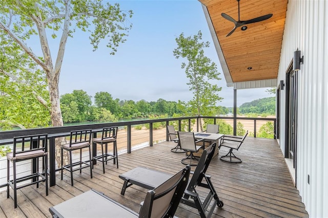 1300 River Valley Rd, Doniphan, MO 63935 - wooden deck featuring outdoor dining area and a bar