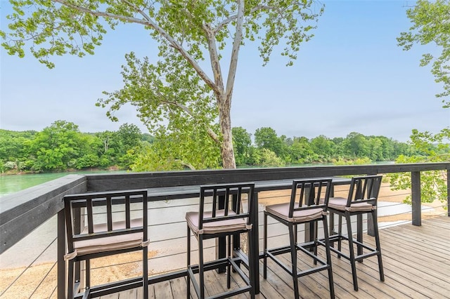 1300 River Valley Rd, Doniphan, MO 63935 - wooden deck with a water view