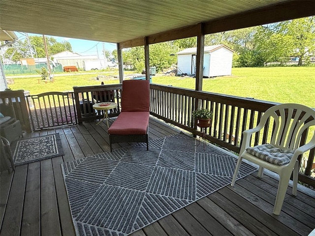 106 W Iowa St, Trenton, IL 62293 - wooden deck featuring a yard
