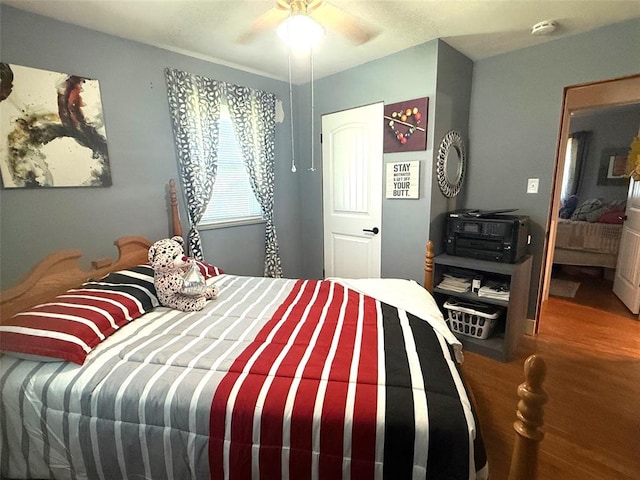 106 W Iowa St, Trenton, IL 62293 - bedroom featuring wood finished floors and a ceiling fan