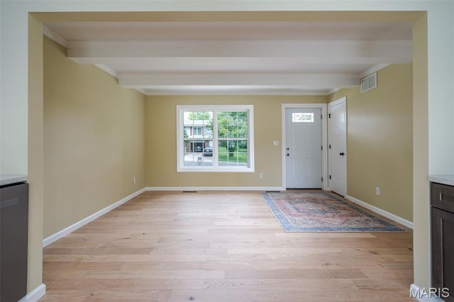 10 Jade Ln, Washington, MO 63090 - entryway with crown molding, light wood-type flooring, and beam ceiling