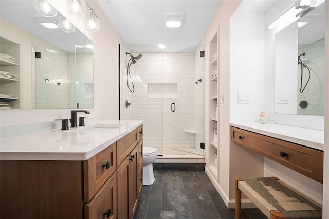 5 Homestead Acres, Olivette, MO 63132 - bathroom featuring a shower stall, vanity, toilet, and built in features