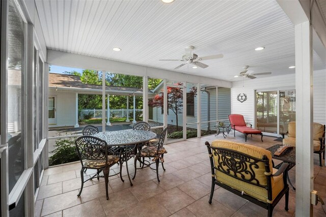 5 Homestead Acres, Olivette, MO 63132 - sunroom / solarium featuring a ceiling fan and outdoor dining space
