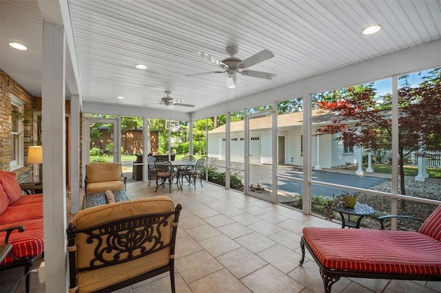 5 Homestead Acres, Olivette, MO 63132 - sunroom featuring outdoor dining area, ceiling fan, and healthy amount of natural light