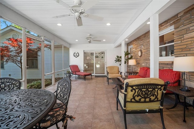 5 Homestead Acres, Olivette, MO 63132 - sunroom / solarium featuring a ceiling fan and outdoor dining space