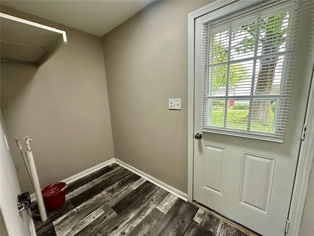 317 Marion Ave, Sikeston, MO 63801 - entryway with dark wood-style floors and baseboards