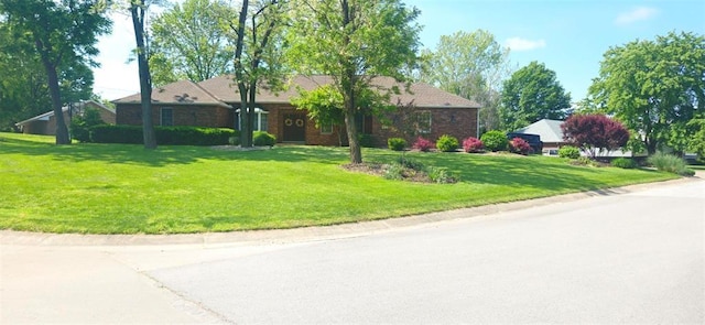 ranch-style home featuring a front lawn
