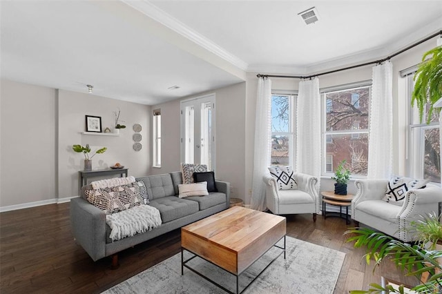 230 N Boyle Ave Unit B, Saint Louis, MO 63108 - living area with wood finished floors, crown molding, and baseboards