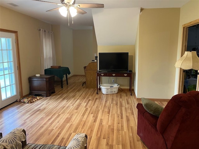 12460 Grassy Hollow Rd, Potosi, MO 63664 - living room with light wood-type flooring and a ceiling fan