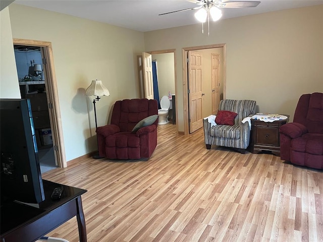 12460 Grassy Hollow Rd, Potosi, MO 63664 - living room with a ceiling fan and light wood-type flooring
