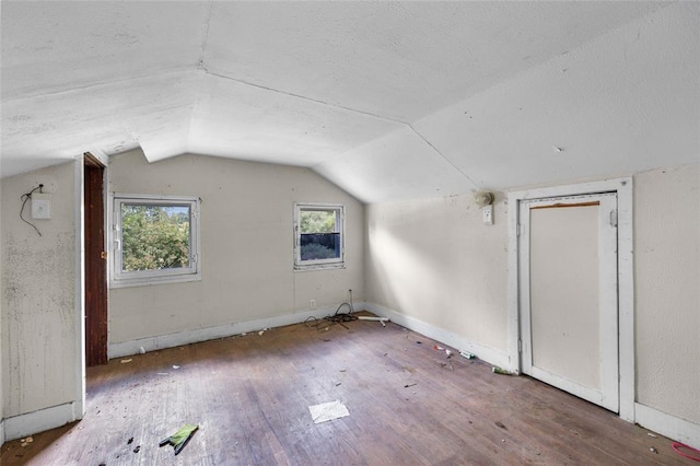 6 Clay St, Park Hills, MO 63601 - additional living space featuring hardwood / wood-style floors, healthy amount of natural light, lofted ceiling, a textured ceiling, and baseboards