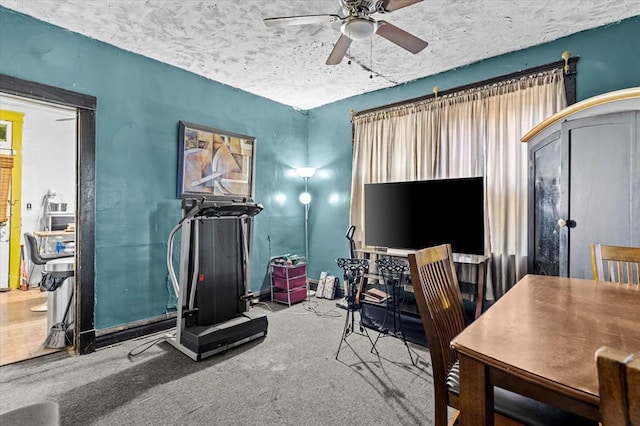 4615 San Francisco Ave, Saint Louis, MO 63115 - exercise area featuring a ceiling fan and a textured ceiling
