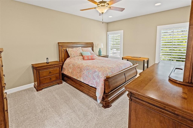 1514 Autumn St, Godfrey, IL 62035 - bedroom with recessed lighting, ceiling fan, light carpet, and baseboards