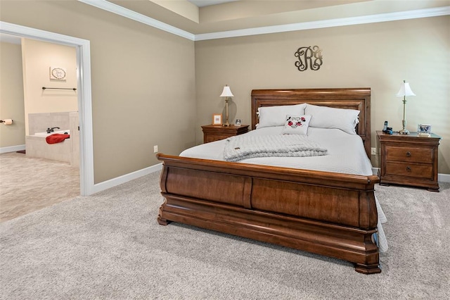 1514 Autumn St, Godfrey, IL 62035 - bedroom featuring carpet, baseboards, crown molding, and connected bathroom