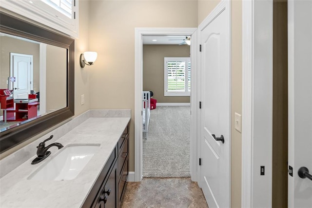 1514 Autumn St, Godfrey, IL 62035 - bathroom with ceiling fan and vanity