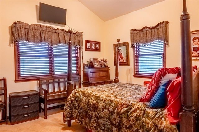 205 Hickman Dr, Bowling Green, MO 63334 - carpeted bedroom featuring lofted ceiling
