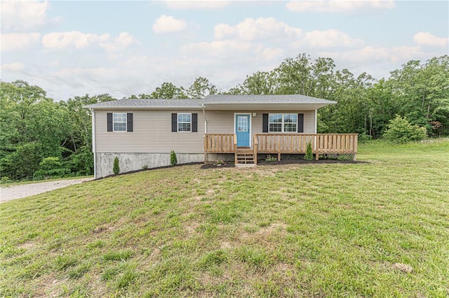 26805 Stephanie Ln, Laquey, MO 65534 - manufactured / mobile home with a wooden deck and a front yard