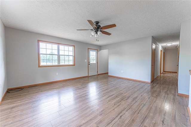 26805 Stephanie Ln, Laquey, MO 65534 - unfurnished room with ceiling fan, light wood-type flooring, a textured ceiling, and baseboards