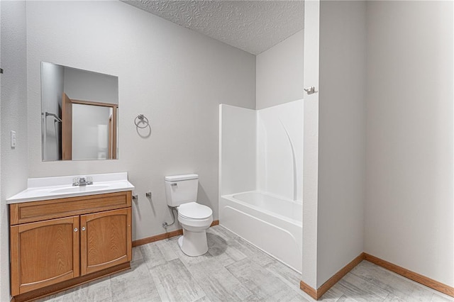 26805 Stephanie Ln, Laquey, MO 65534 - full bath with toilet, vanity, baseboards, a textured ceiling, and shower / tub combination