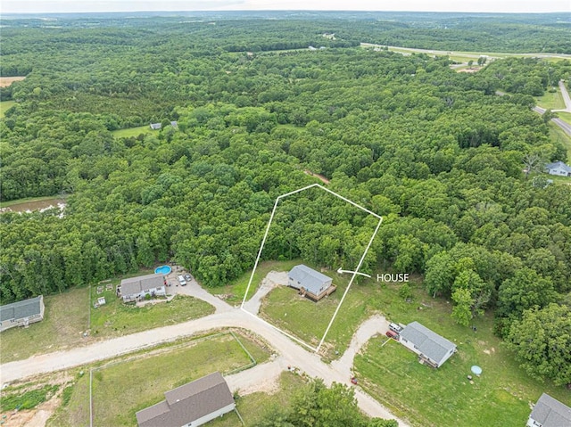 26805 Stephanie Ln, Laquey, MO 65534 - aerial overview of property's location featuring a forest and property parcel outlined