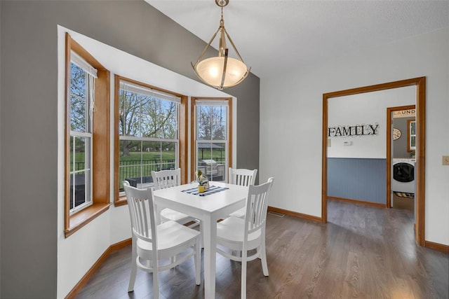 3 Jura Ct, Ofallon, MO 63368 - dining room with baseboards, washer / clothes dryer, and wood finished floors
