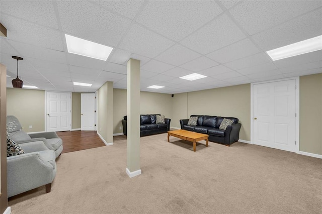 3 Jura Ct, Ofallon, MO 63368 - living room featuring carpet, baseboards, and a drop ceiling