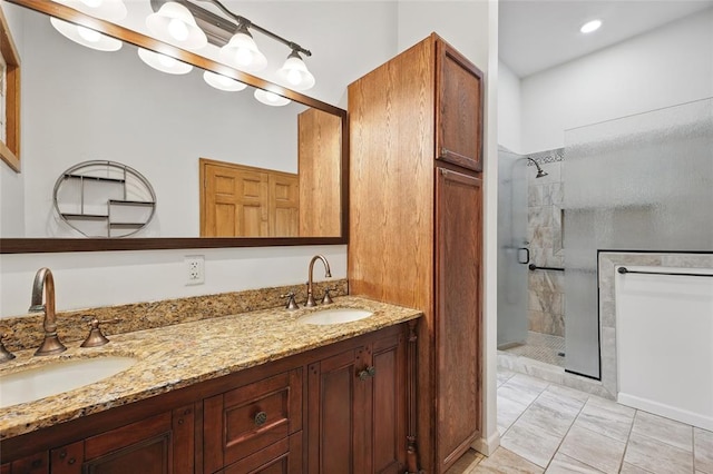1225 Mackay Pl, Saint Louis, MO 63104 - bathroom featuring a shower stall and double vanity