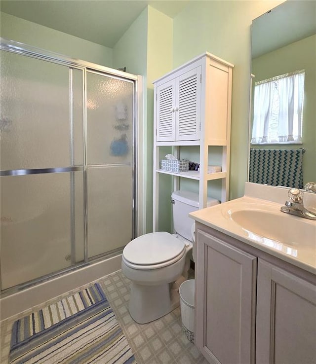 817 Daniels Trl, Marthasville, MO 63357 - bathroom with a stall shower, toilet, vanity, and tile patterned floors