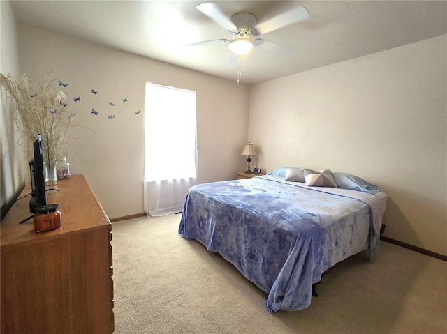 817 Daniels Trl, Marthasville, MO 63357 - bedroom featuring light carpet, baseboards, and a ceiling fan