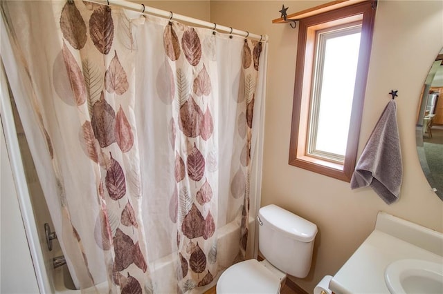 27467 Spruce Rd, Greenfield, IL 62044 - full bathroom featuring toilet, shower / bath combination with curtain, and vanity