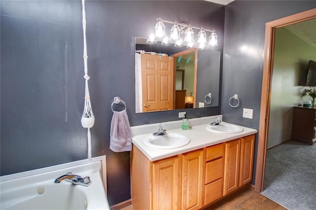 27467 Spruce Rd, Greenfield, IL 62044 - bathroom featuring a garden tub and double vanity