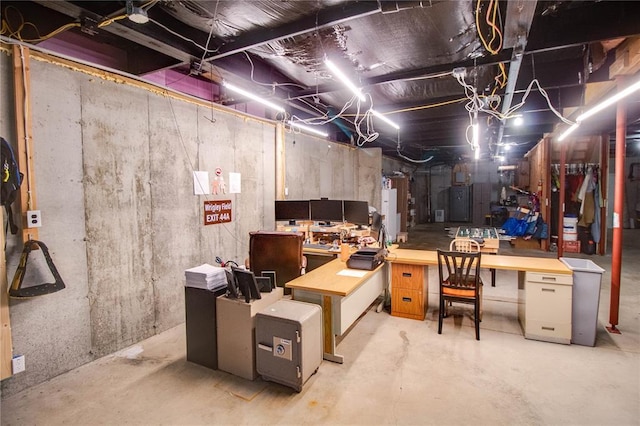 27467 Spruce Rd, Greenfield, IL 62044 - unfinished below grade area with an office area and water heater