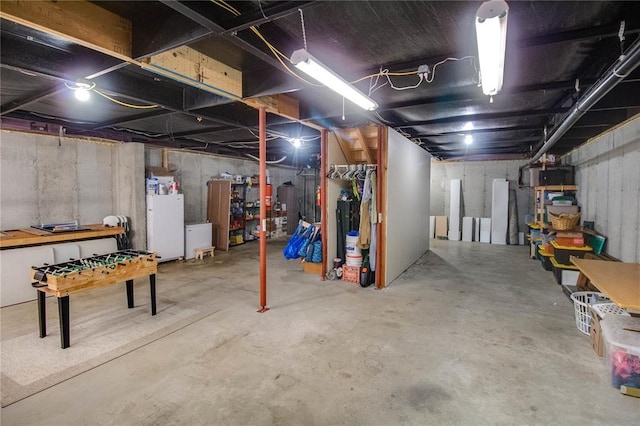27467 Spruce Rd, Greenfield, IL 62044 - unfinished below grade area with freestanding refrigerator